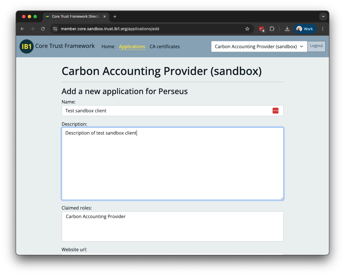Member Portal - Create Application