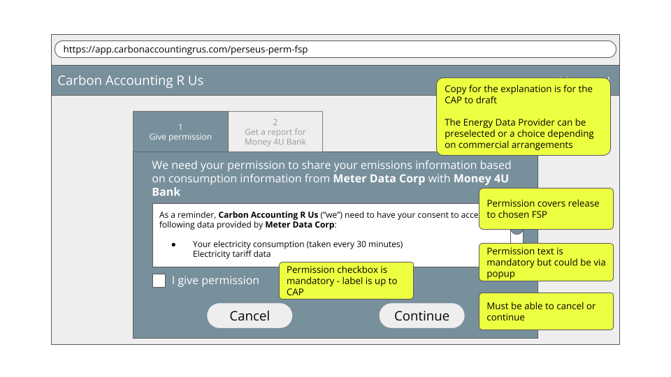 Separate Permission Flow - FSP Permission UI